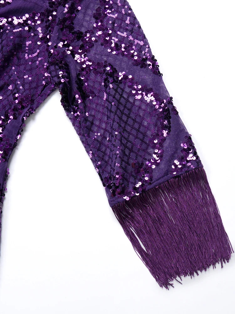 Elegant Sequin Dresses For Women African Clothing Wedding Party Evening Gown Dashiki Tassel Bodycon Robe Dubai Turkey Dress