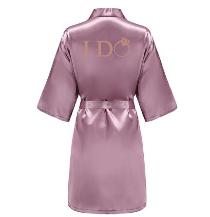 I DO Women Wedding Satin Dressing Gown Personalized Custom Name Bathobe Bridal Party Robes Bridesmaid Robes gift