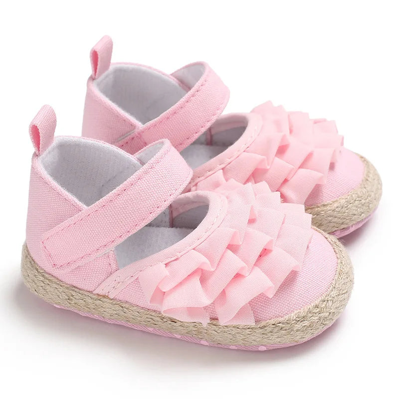 Baby Girls Shoes Spring Autumn Flat Soft Sole Anti-Slip Toddler First Walking Crib Shoe for 0-18 Months