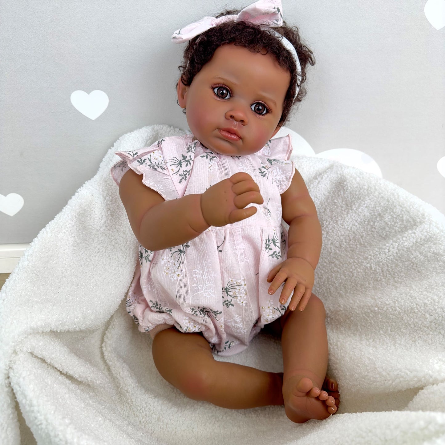 Dark Brown Skin Reborn Toddler Baby Doll - Sabina