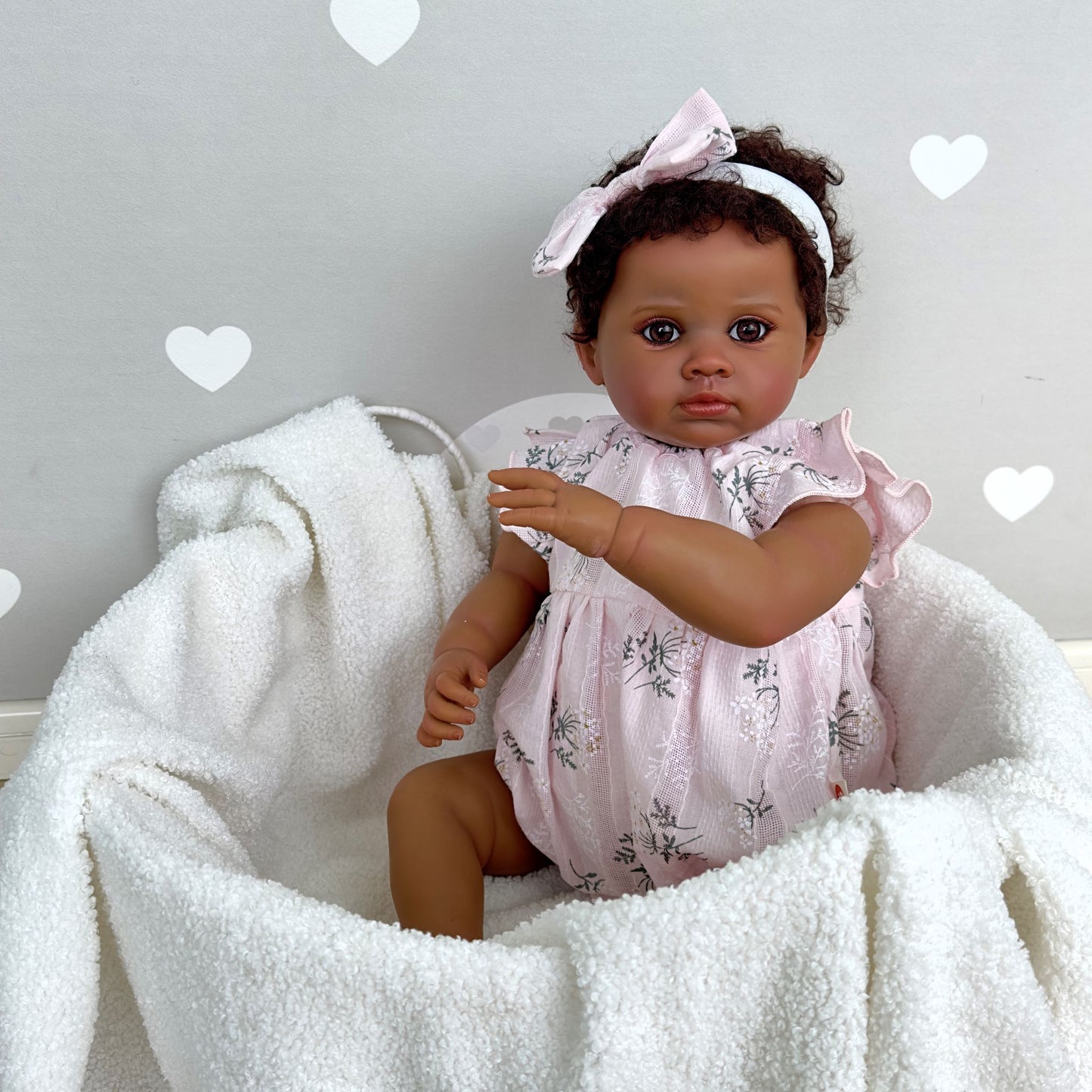 Dark Brown Skin Reborn Toddler Baby Doll - Sabina