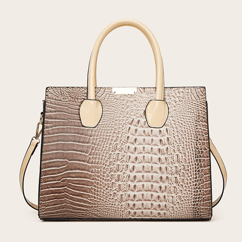 Fashion Versatile Crocodile Texture Three Piece Set One Shoulder Crossbody Handheld Tote Bag
