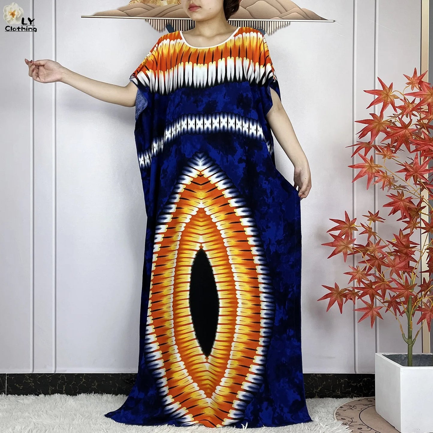 Women Short Sleeve Cotton Loose Femme Robe Dresses With Big Scarf
