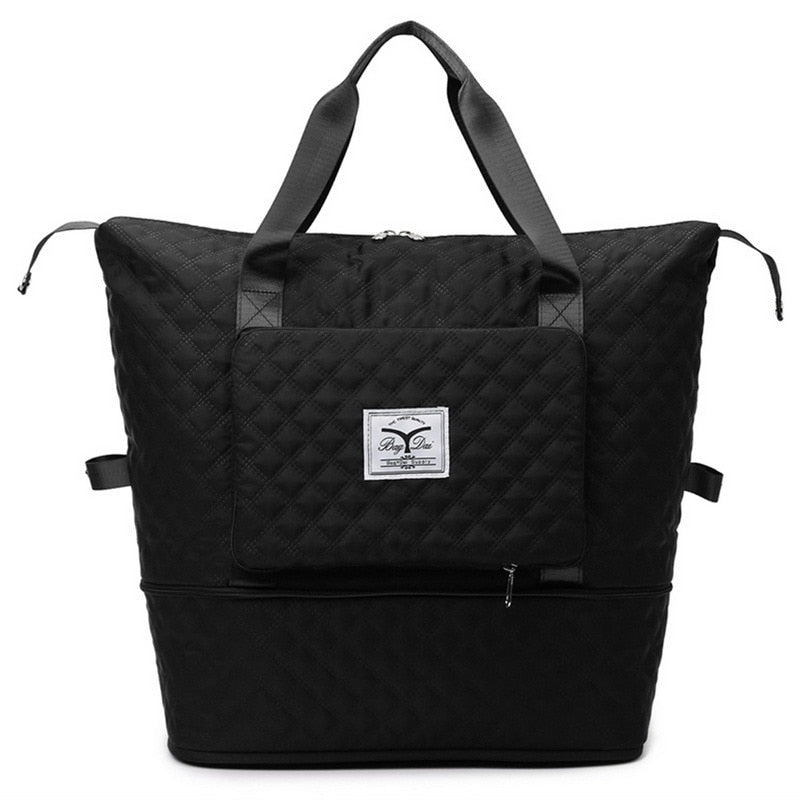 Foldable Travel Bag Wet Dry Separation Waterproof Handbag Lingge Large Capacity Solid Tote Bag Women Gym Yoga Shoulder Bags