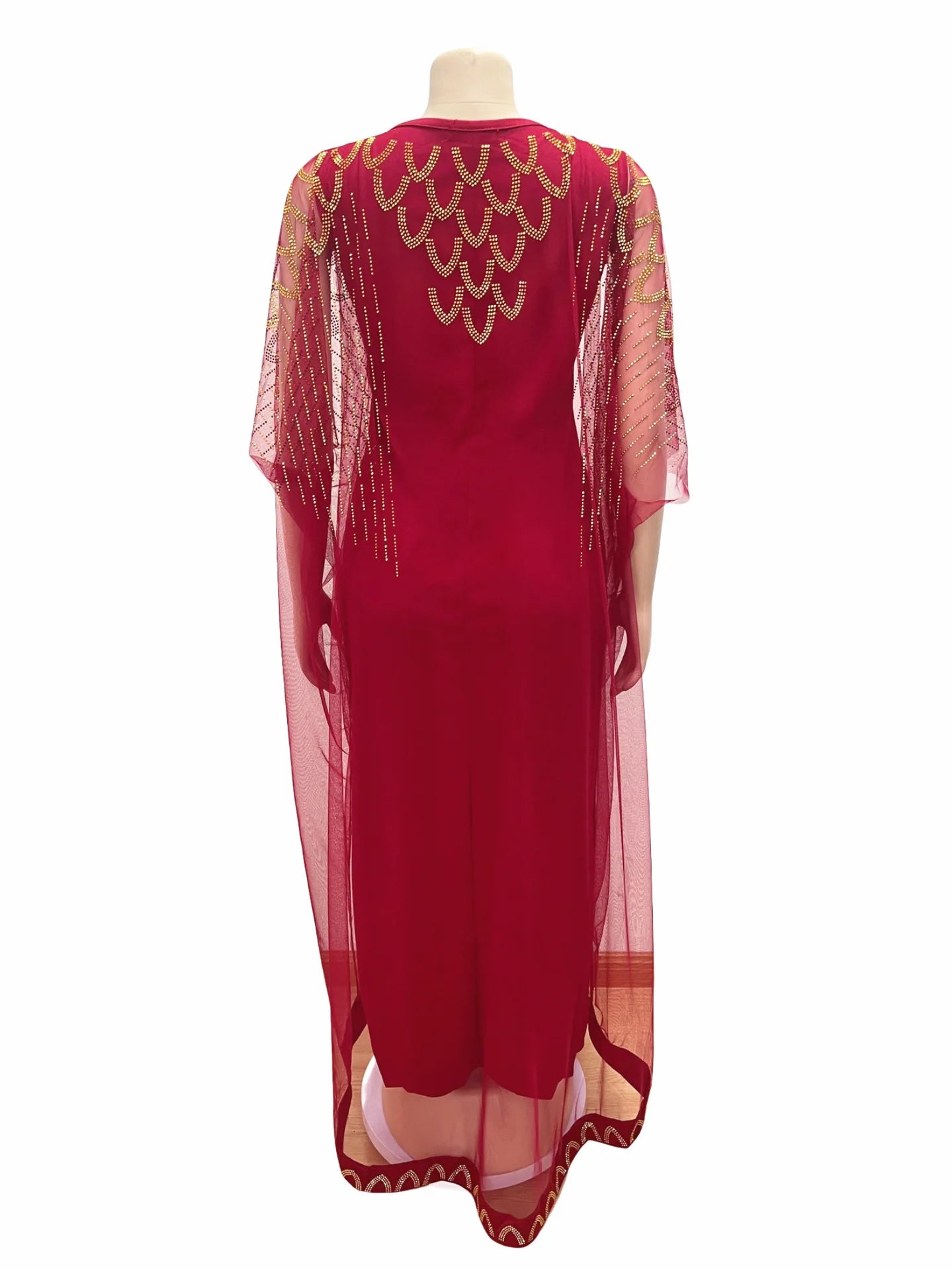 Two-Piece Dresses Women Mesh Caftan Abaya Robe Clothes