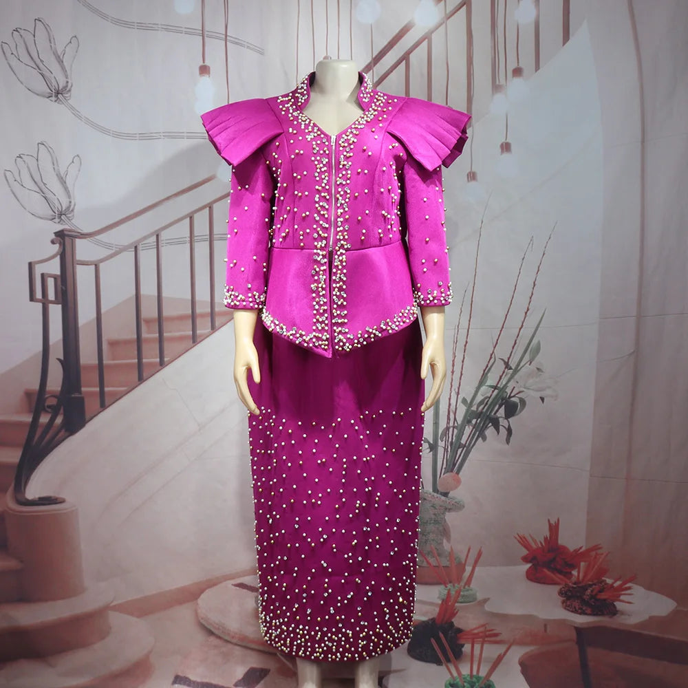 2024 african dresses for woman suit luxury women's elegant dress Mesh fabric women's clothing from turkey