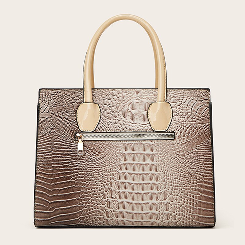 Fashion Versatile Crocodile Texture Three Piece Set One Shoulder Crossbody Handheld Tote Bag