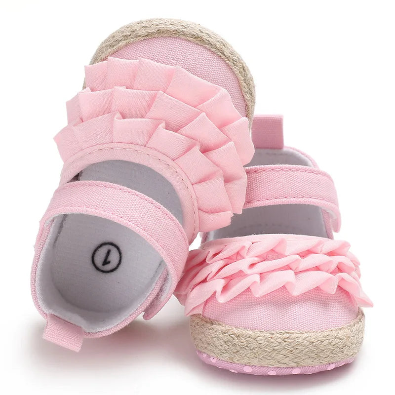 Baby Girls Shoes Spring Autumn Flat Soft Sole Anti-Slip Toddler First Walking Crib Shoe for 0-18 Months