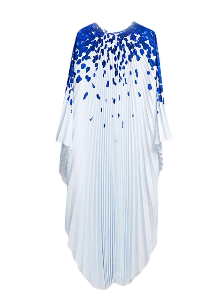 Pleated Dress Women Batwing Sleeves Elegant