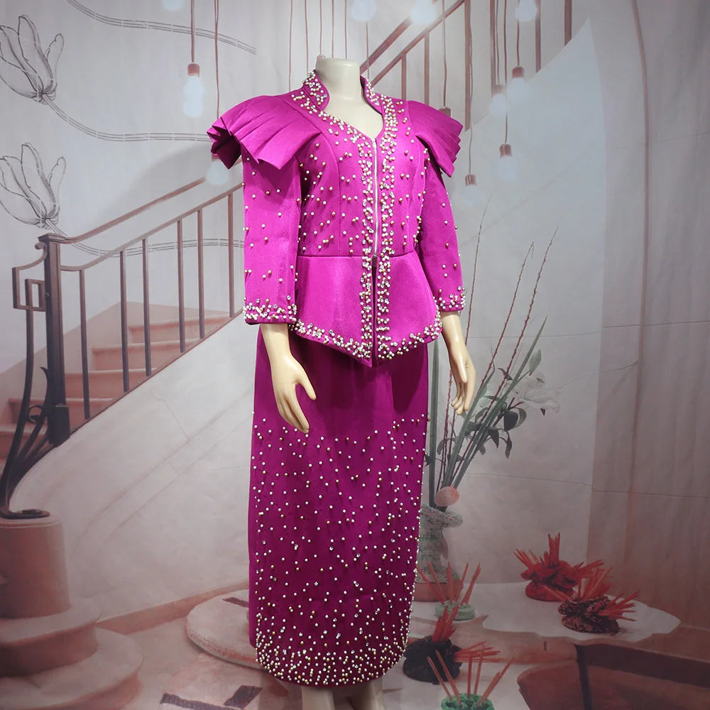 2024 african dresses for woman suit luxury women's elegant dress Mesh fabric women's clothing from turkey
