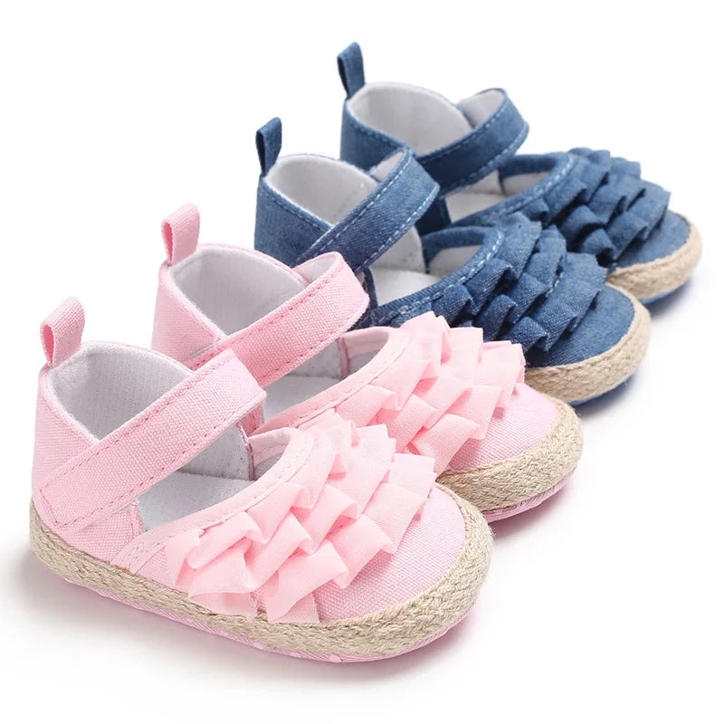 Baby Girls Shoes Spring Autumn Flat Soft Sole Anti-Slip Toddler First Walking Crib Shoe for 0-18 Months