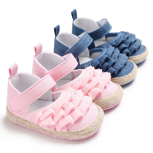 Baby Girls Shoes Spring Autumn Flat Soft Sole Anti-Slip Toddler First Walking Crib Shoe for 0-18 Months