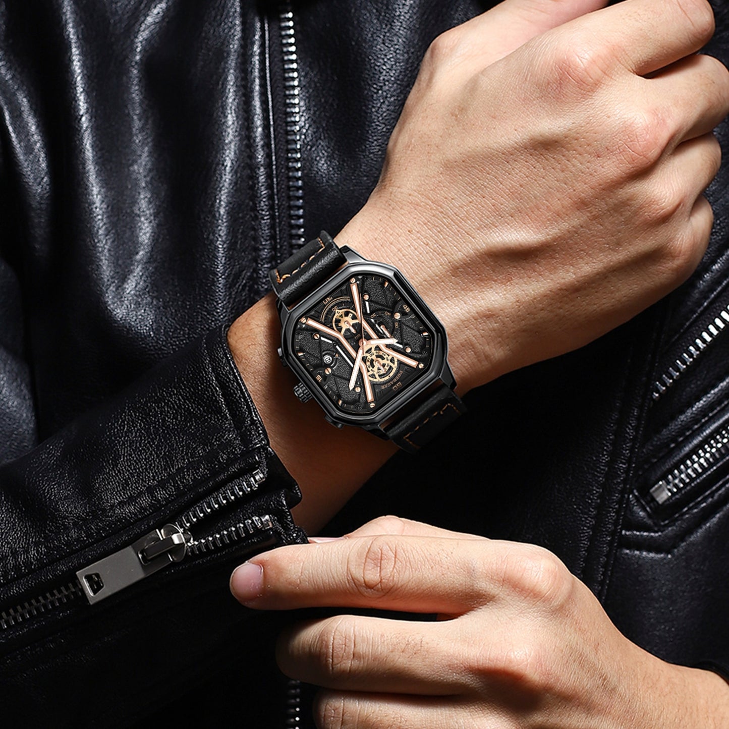 BeniSap Fashion Men Wristwatches Luxury Chronograph Luminous Waterproof Date Man Watch Square