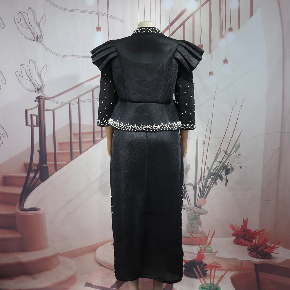 2024 african dresses for woman suit luxury women's elegant dress Mesh fabric women's clothing from turkey