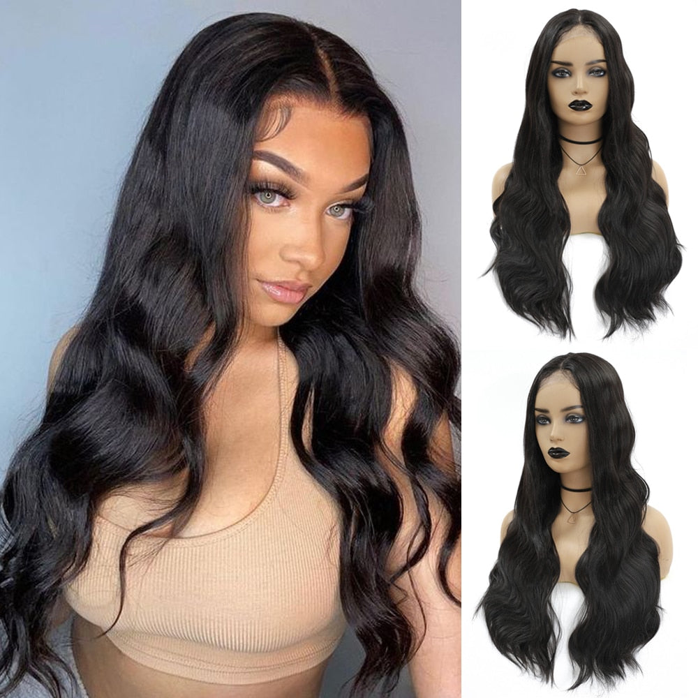 Synthetic Lace Front Wig with Baby Hair 18 Inch Medium Body Wavy