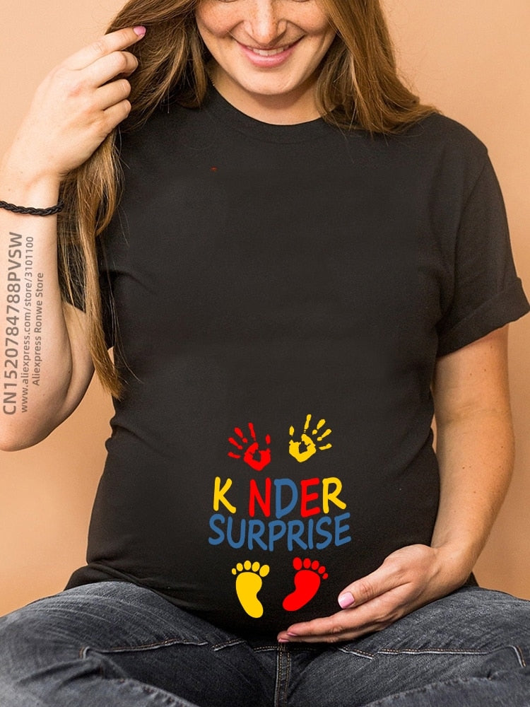 Maternity Clothes Casual Pregnancy T Shirts Baby Print Funny Women Summer Tees Tops White