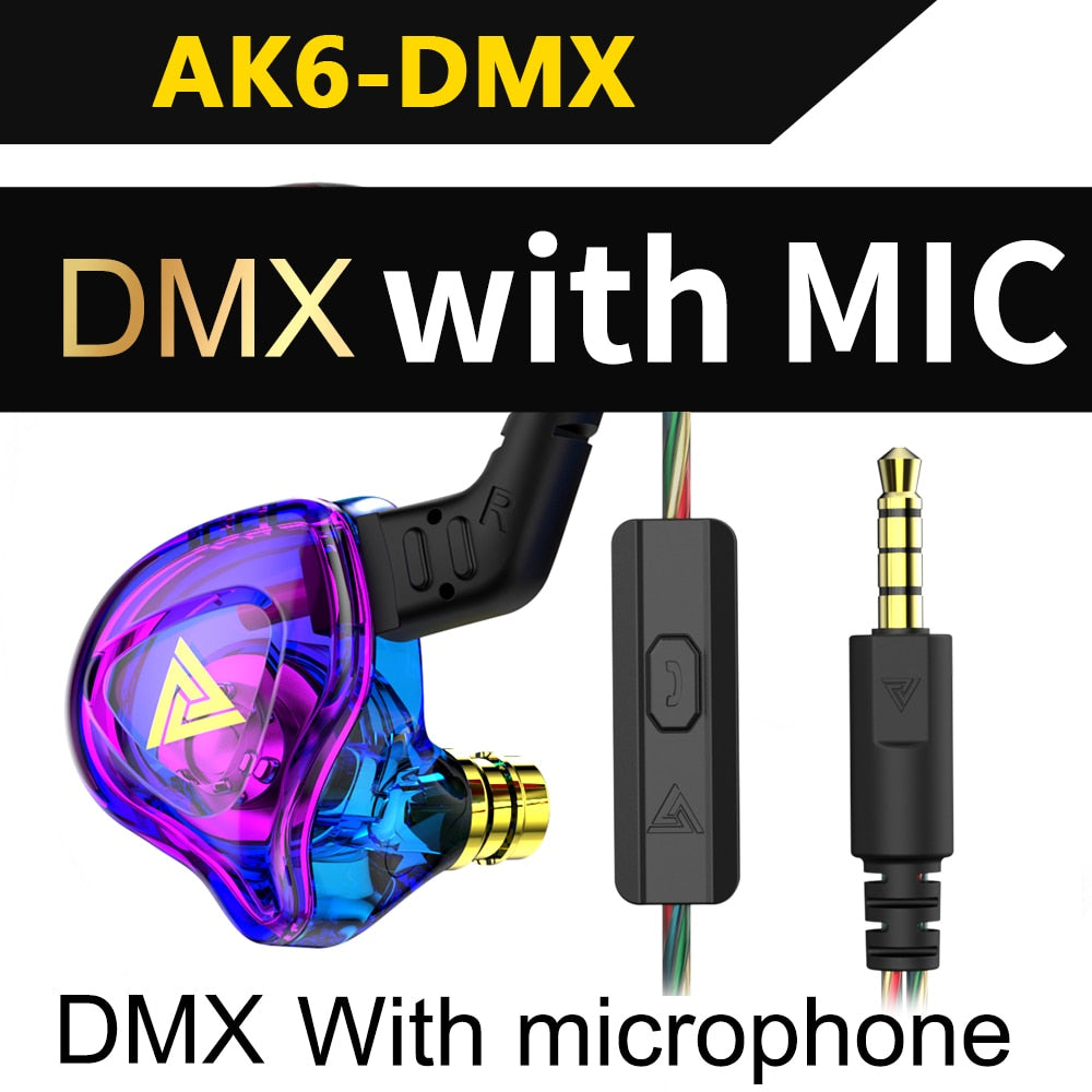 Original QKZ AK6 Copper Driver HiFi Wired Earphone Sport Running Headphones Bass Stereo Headset Music Earbuds fone de ouvido