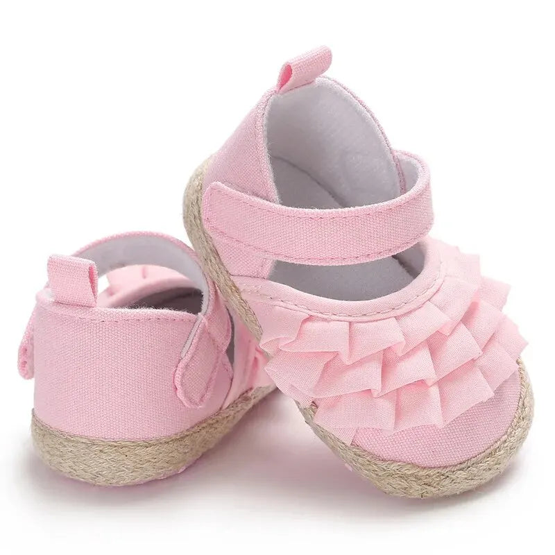 Baby Girls Shoes Spring Autumn Flat Soft Sole Anti-Slip Toddler First Walking Crib Shoe for 0-18 Months