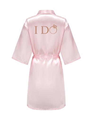 I DO Women Wedding Satin Dressing Gown Personalized Custom Name Bathobe Bridal Party Robes Bridesmaid Robes gift