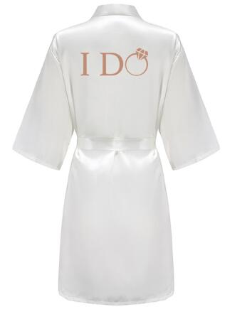 I DO Women Wedding Satin Dressing Gown Personalized Custom Name Bathobe Bridal Party Robes Bridesmaid Robes gift