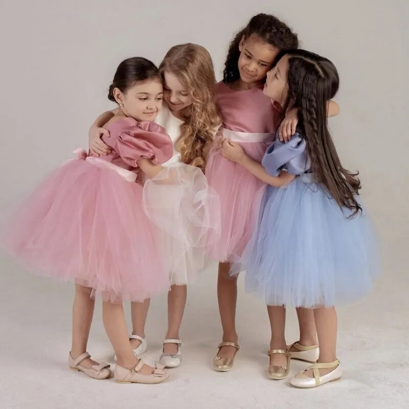 Princess Dress Sequin Lace Tulle Wedding Party Tutu Fluffy Gown Children Kids Evening Formal Pageant