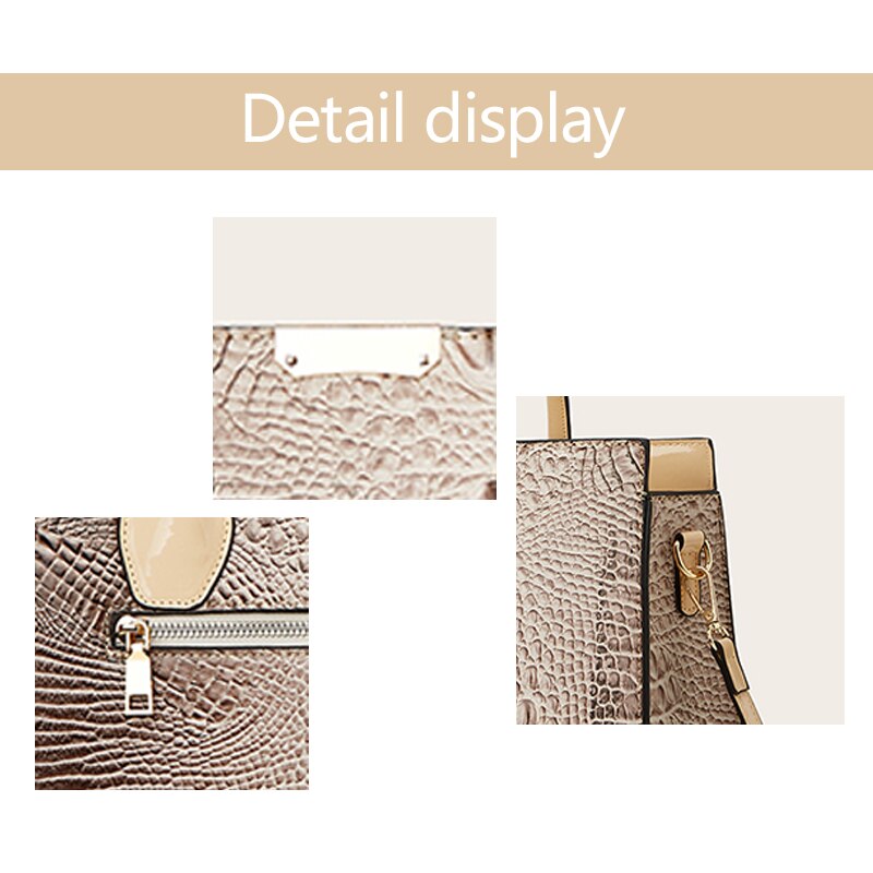 Fashion Versatile Crocodile Texture Three Piece Set One Shoulder Crossbody Handheld Tote Bag