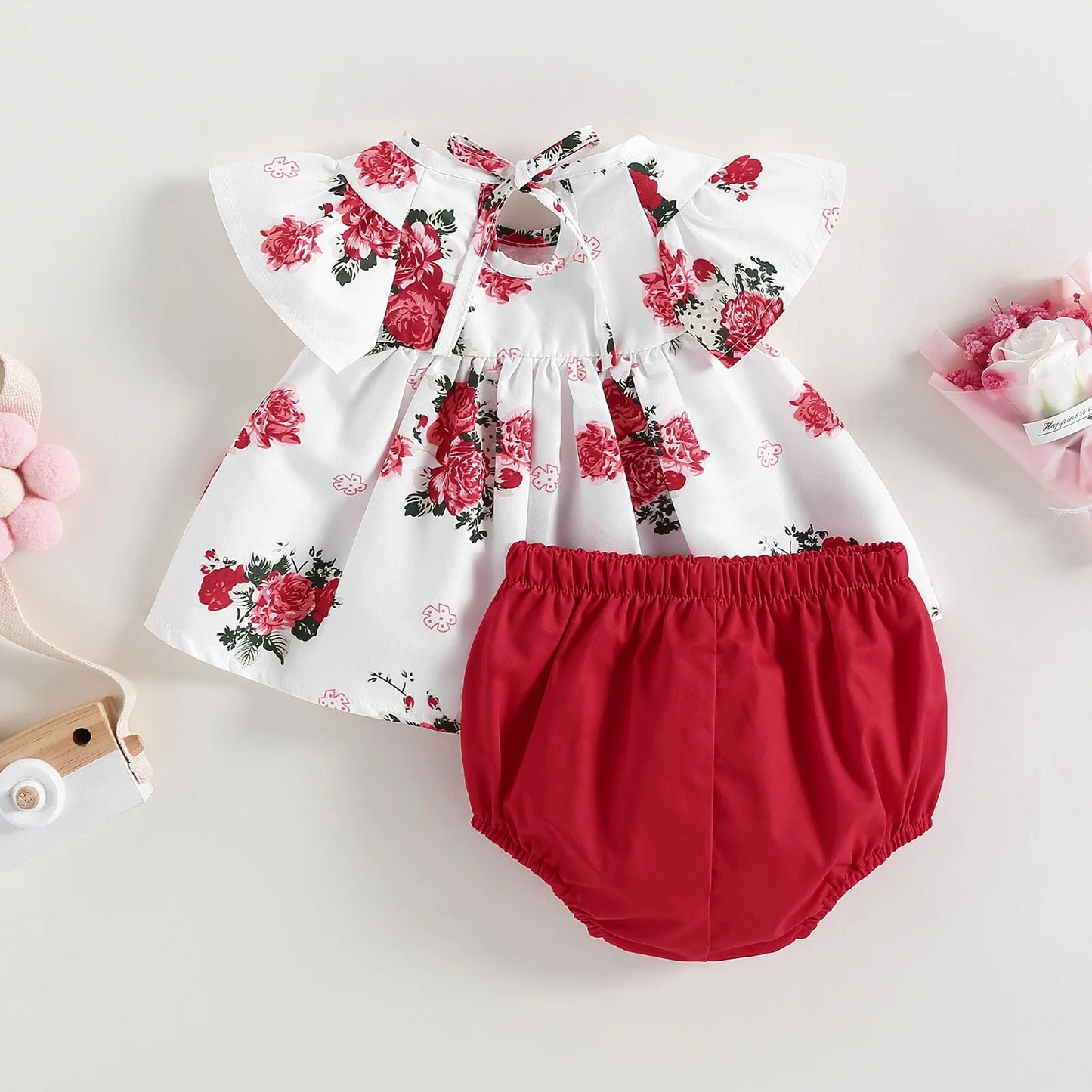 baby 2Pcs Sets Short Sleeve O Neck Floral Newborn Clothes