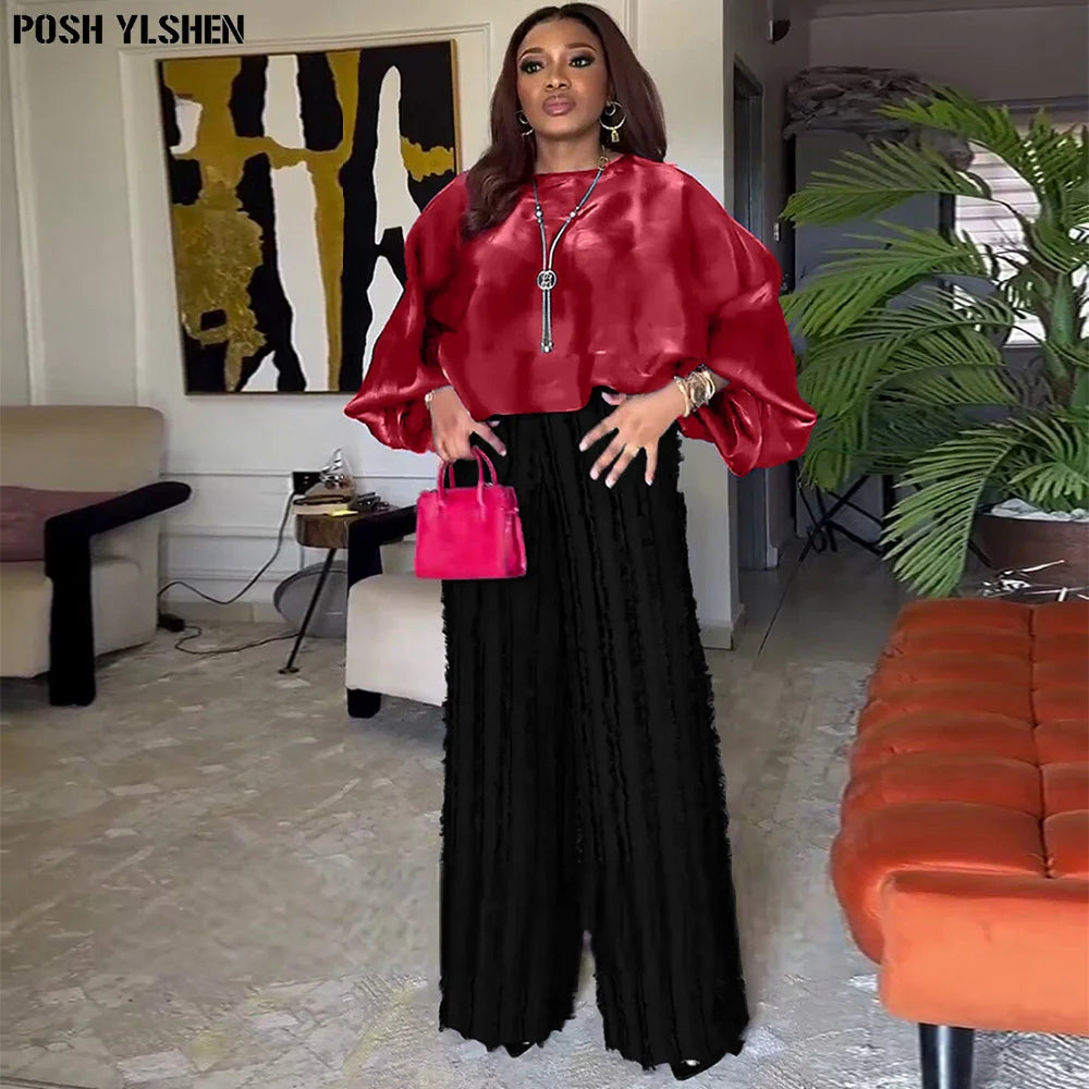 Two 2 Piece Pant Sets Women Summer Outfit Clothes African Dresses for Women 2024 Sexys New in Matching Set Dames Africa Clothing