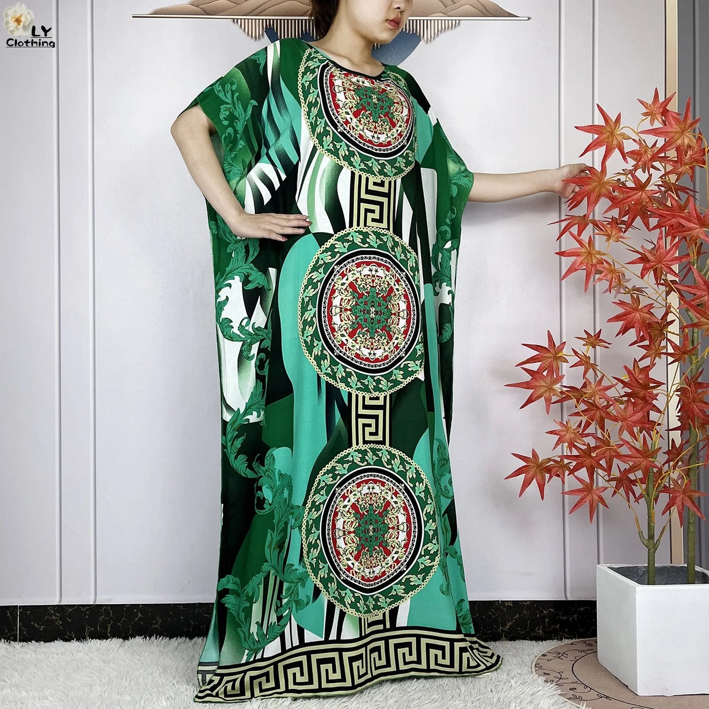Women Short Sleeve Cotton Loose Femme Robe Dresses With Big Scarf