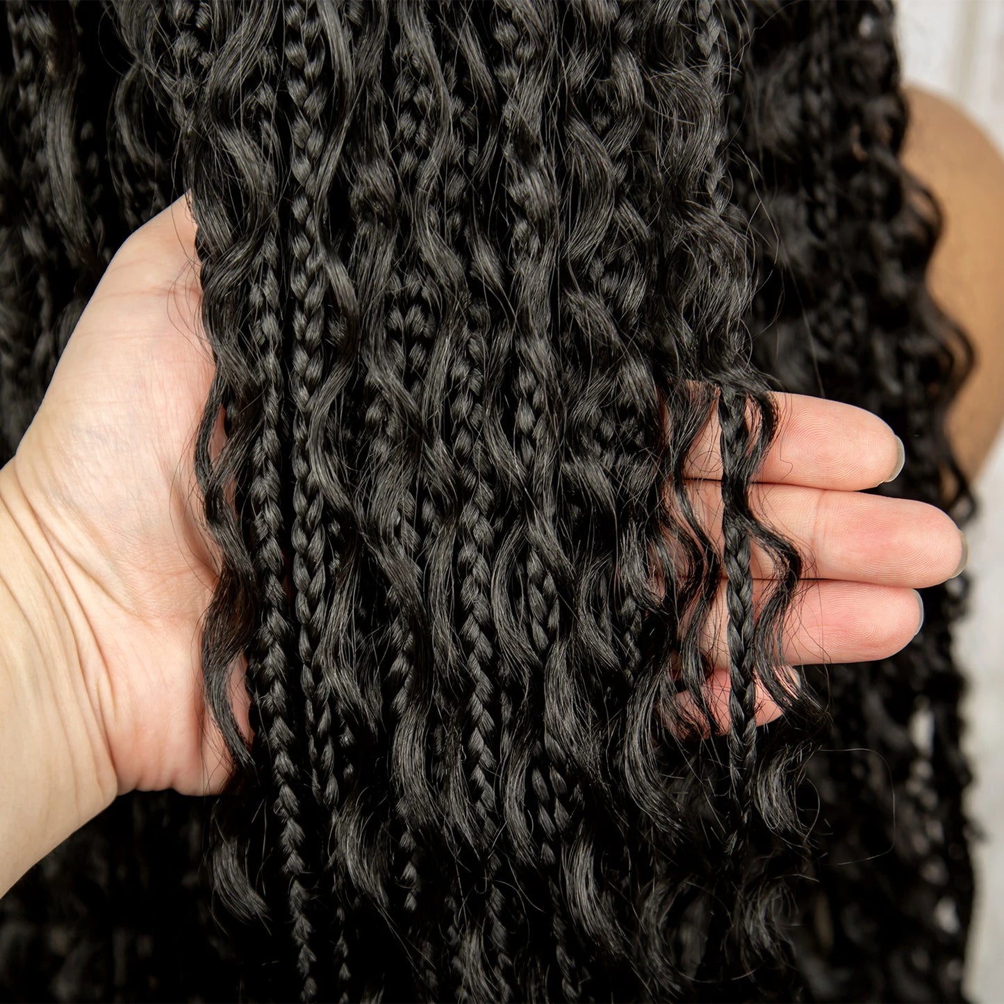 36 Inches Long Boho Braided Wigs with Baby Hair Synthetic Full Lace Knotless Box Braiding Wig with Curly Lace Frontal Wig