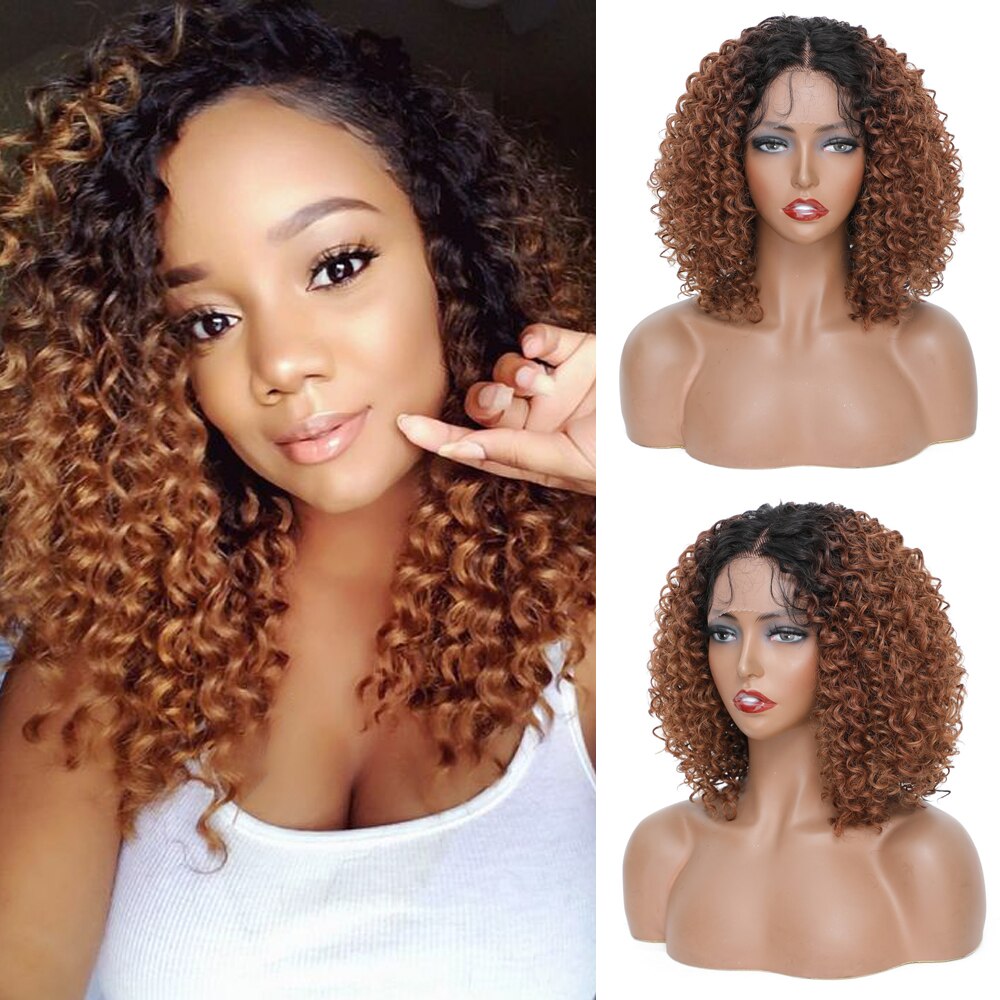 Ombre Brown Kinky Curly Lace Front Wigs