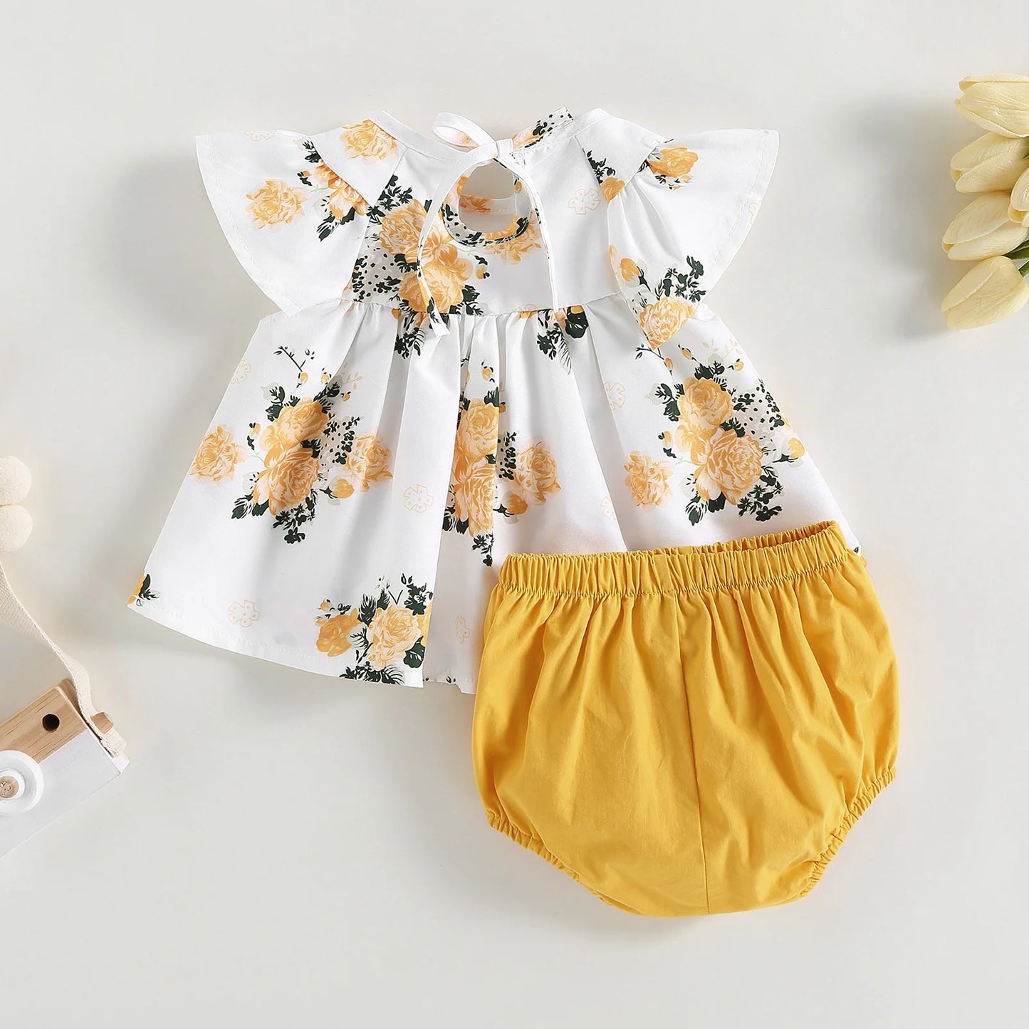 baby 2Pcs Sets Short Sleeve O Neck Floral Newborn Clothes