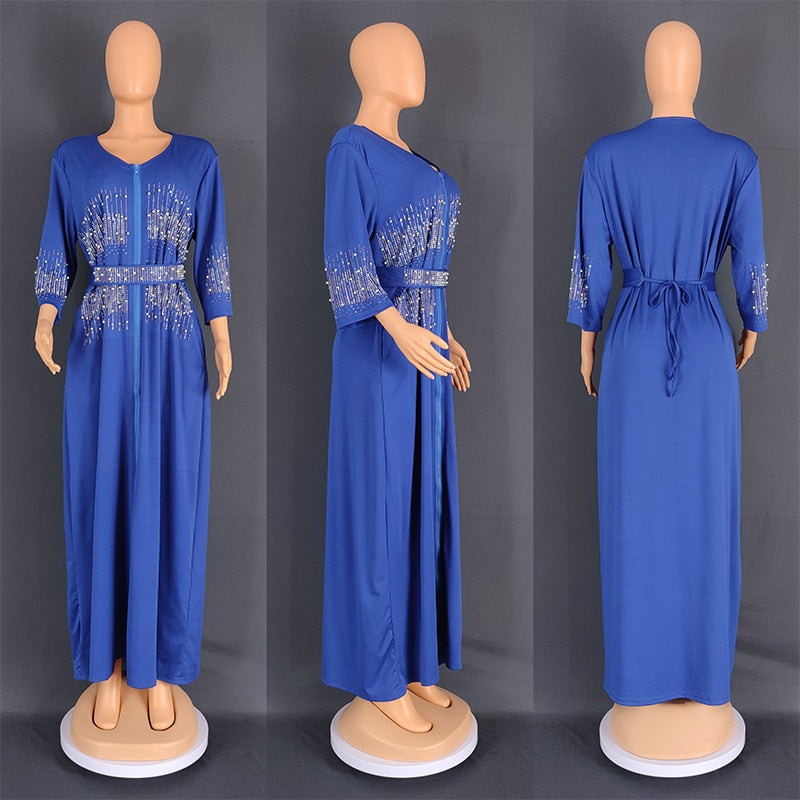 Wedding Dresses Women Plus Size Beaded Evening Party Long Maxi Dress Moroccan Muslim