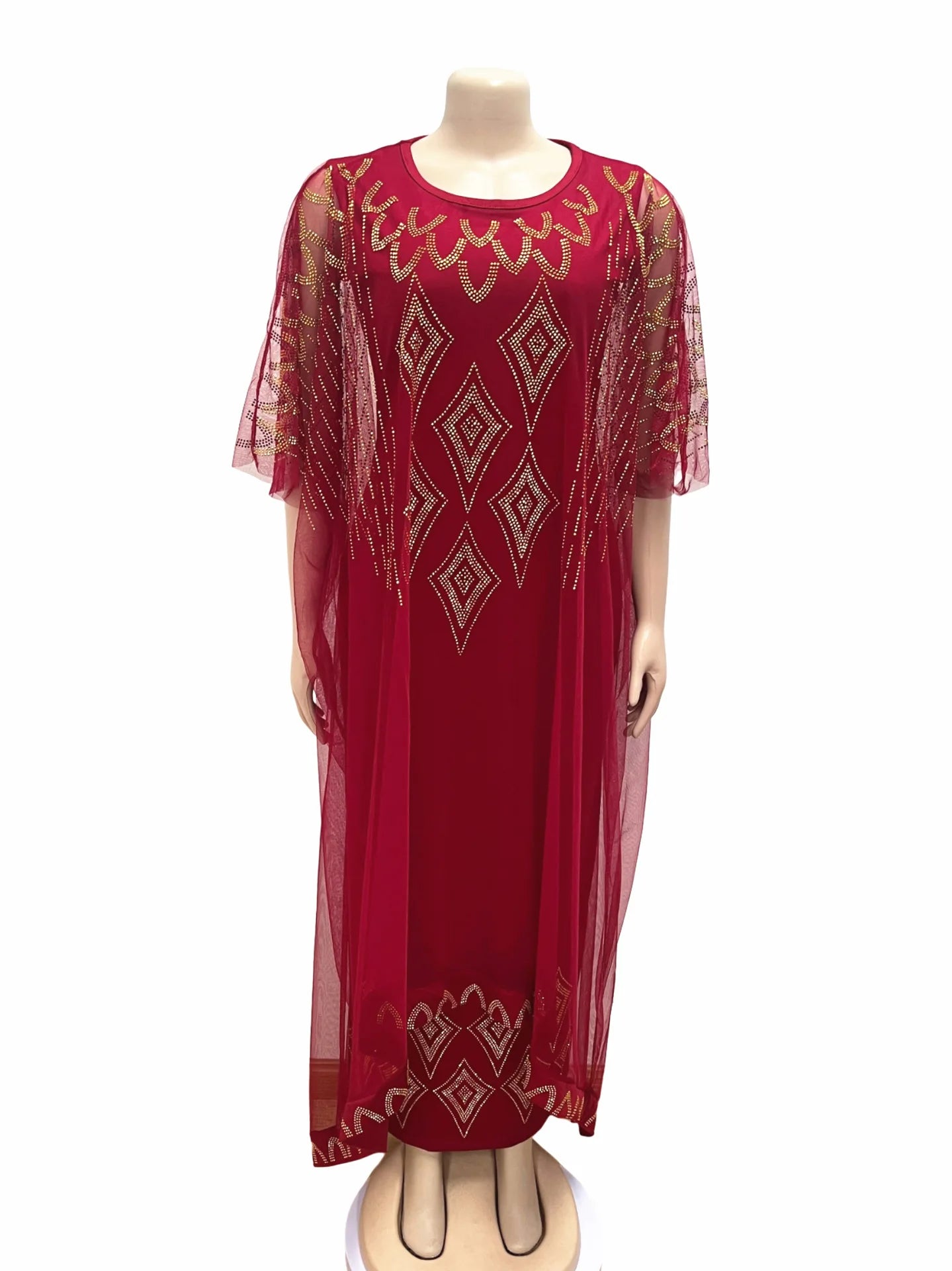 Two-Piece Dresses Women Mesh Caftan Abaya Robe Clothes