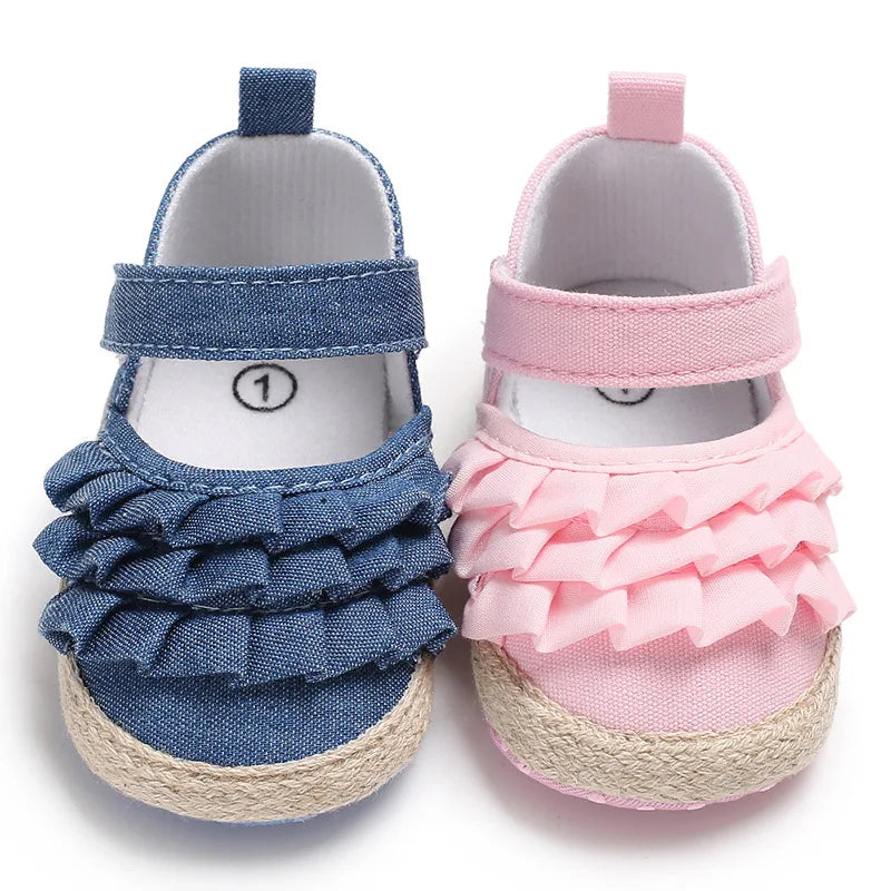 Baby Girls Shoes Spring Autumn Flat Soft Sole Anti-Slip Toddler First Walking Crib Shoe for 0-18 Months