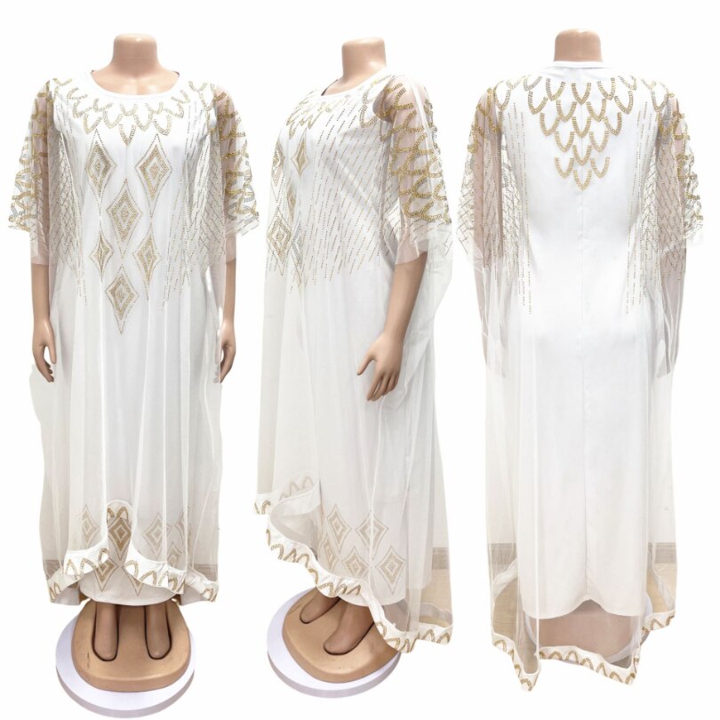 Two-Piece African Dresses Mesh Caftan Dress Abaya Clothes