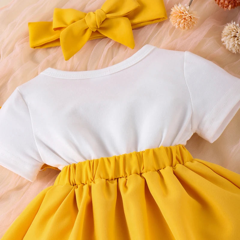 ma&baby 0-18M Newborn infant Toddler Baby Girls Romper Summer Cartoon Bear Embroidery Jumpsuit + Headband Outfits