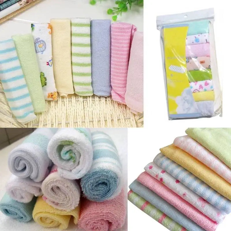 8PCS Baby Washcloths Soft Face Towels Natural Cotton Infant Bath Towel