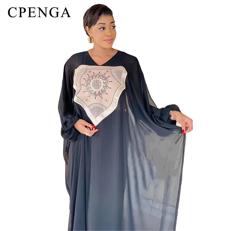 Chiffon Dresses Women Wedding Evening Party Eid Middle East Black Muslim Abaya Clothing
