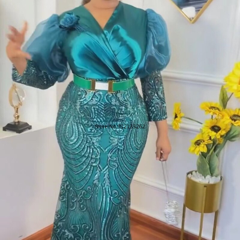 Plus Size Solid Color Maxi Dresses with Belt Women Elegant Lady Embroidery Evening Dresses Sexy Club Party Bodycon