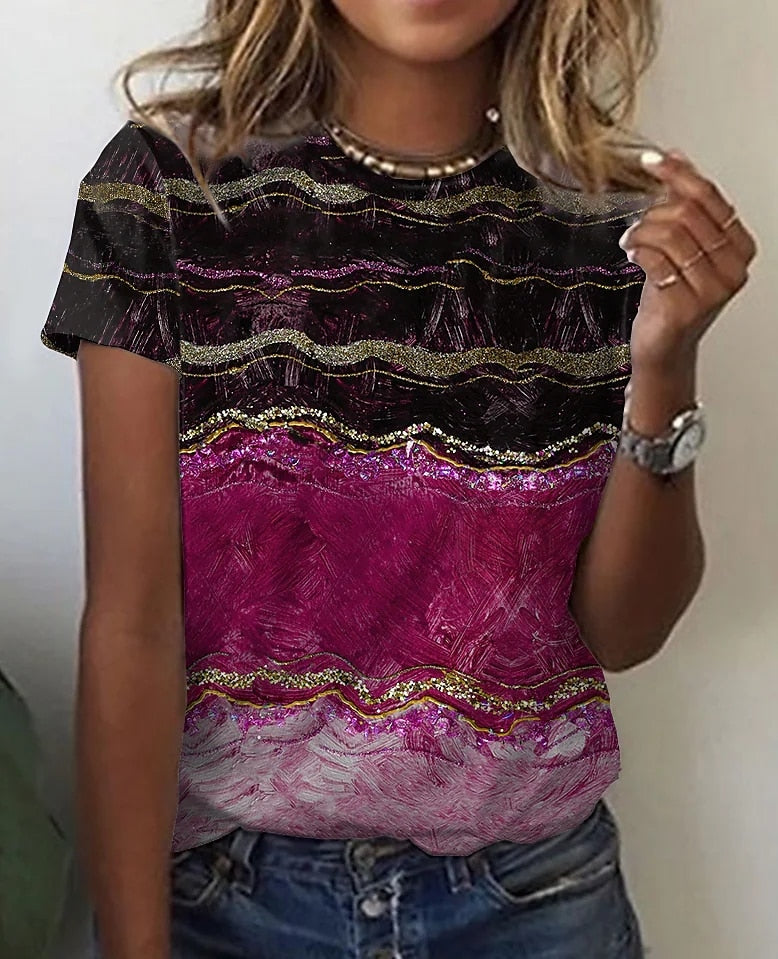 T-shirt O Neck Leopard Print Short Sleeve Clothing Streetwear Hip-Hop Top Vintage Sexy Pullover T Shirt Girls