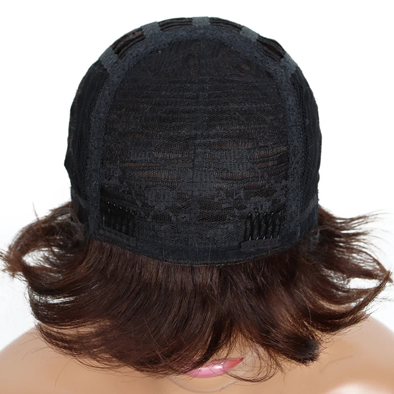 Cheap Human Hair Wigs Short Bob Pixie Cut Wig Human Hair For Women perruque cheveux humain Brazilian Hair Colored Wig With Bangs