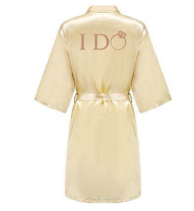 I DO Women Wedding Satin Dressing Gown Personalized Custom Name Bathobe Bridal Party Robes Bridesmaid Robes gift