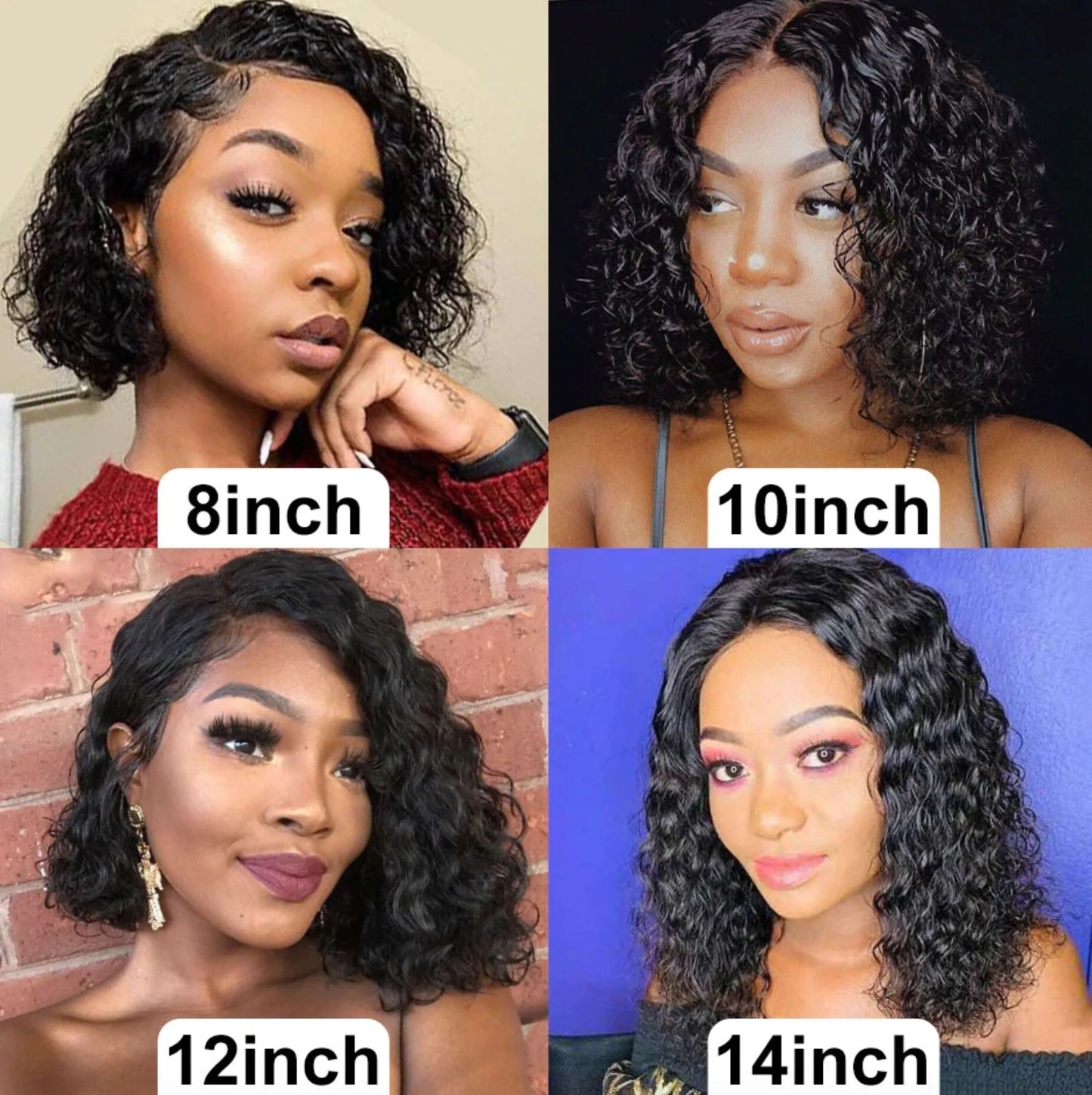Peruvian Water Wave Human Hair Bob Wigs