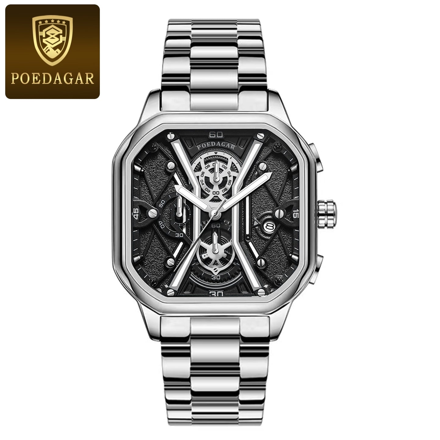 BeniSap Fashion Men Wristwatches Luxury Chronograph Luminous Waterproof Date Man Watch Square