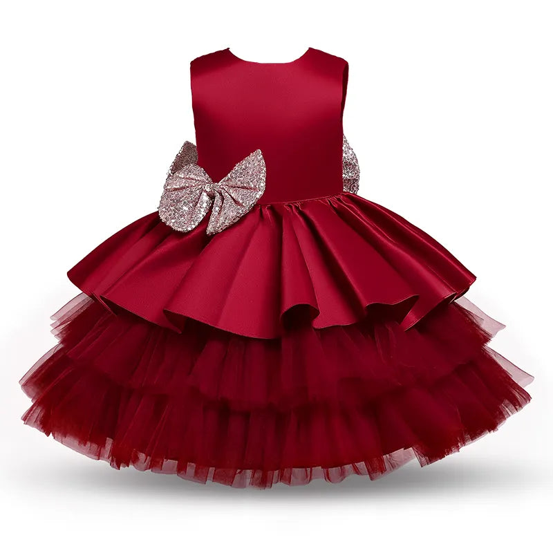 Toddler Baby Girl Dress Big Bow Baptism Dress