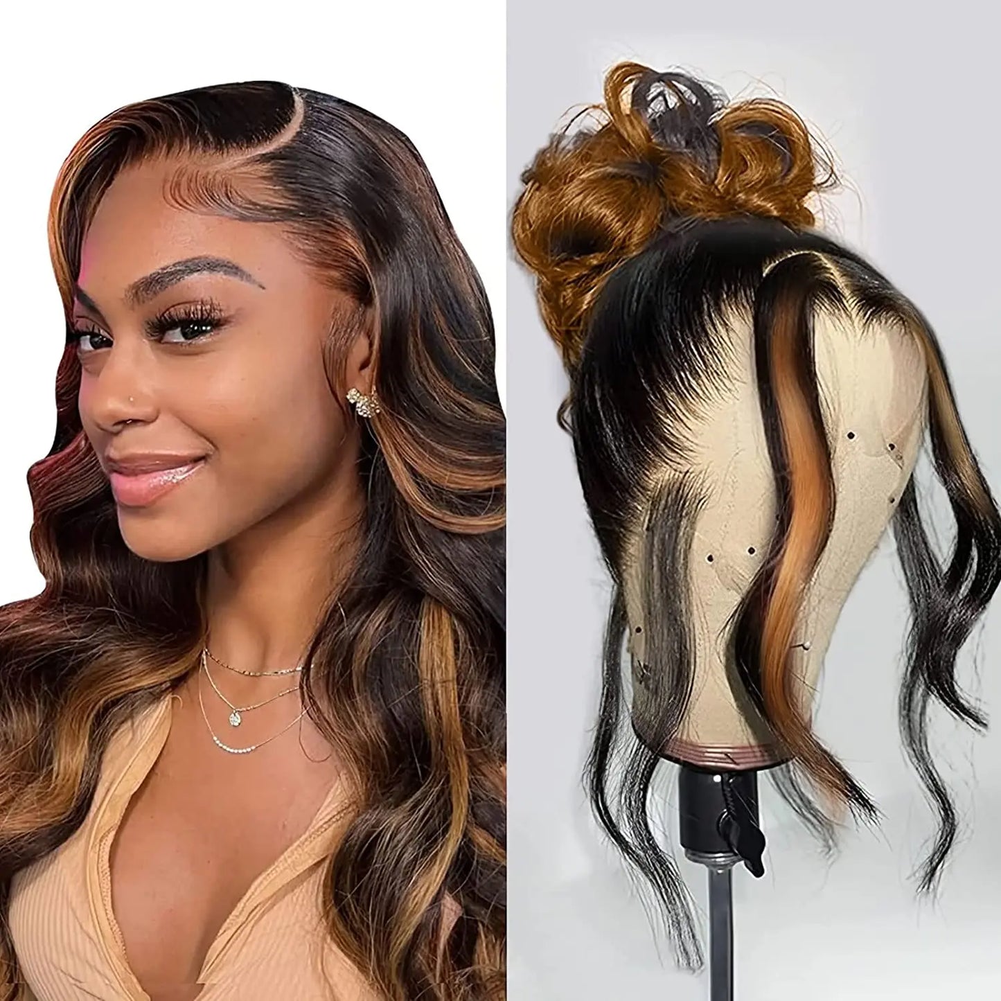 40 inch Colored Highlight Body Wave 13x6 Lace Front Human Hair Wigs