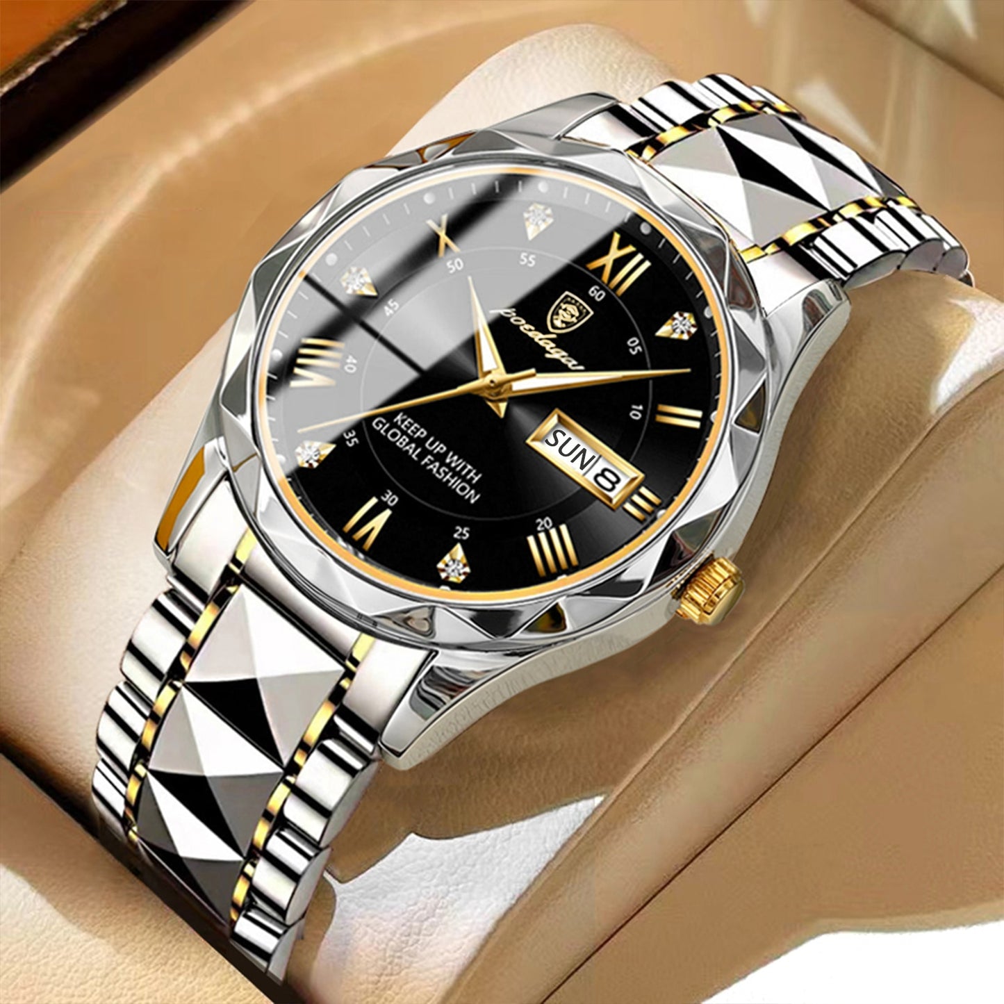 BeniSap Top Brand Luxury Man Wristwatch Waterproof Luminous Date Week Men Watches Stainless Steel