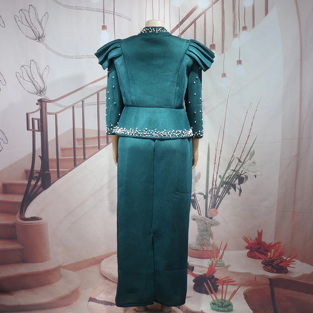 2024 african dresses for woman suit luxury women's elegant dress Mesh fabric women's clothing from turkey