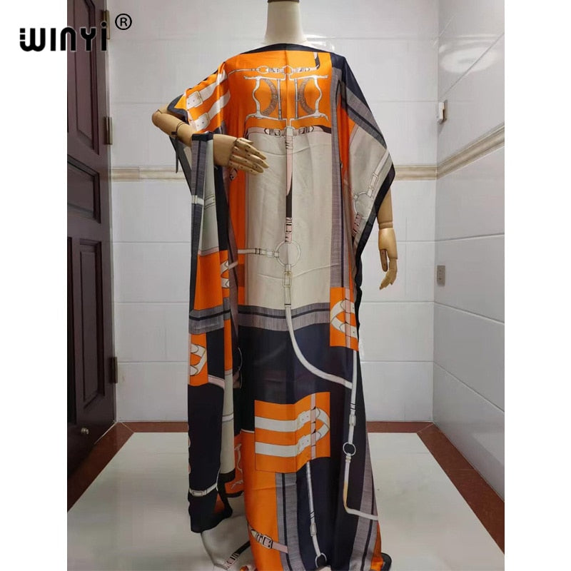 women Print Bohemia Hijab Loose Elegant Muslim Abaya dress Sexy Lady Party maxi